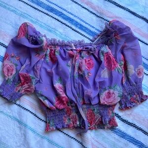 Floral Purple Crop Top